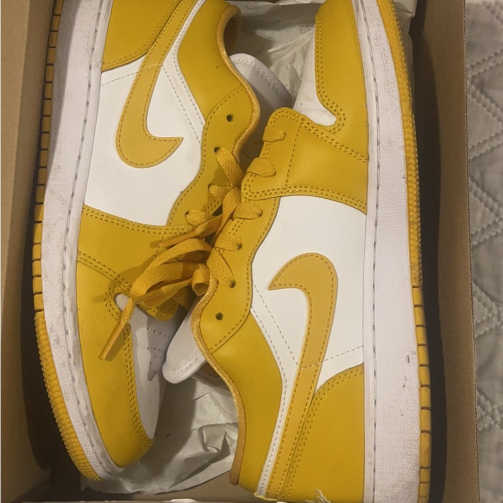 Nike Bright Yellow and White Shoes